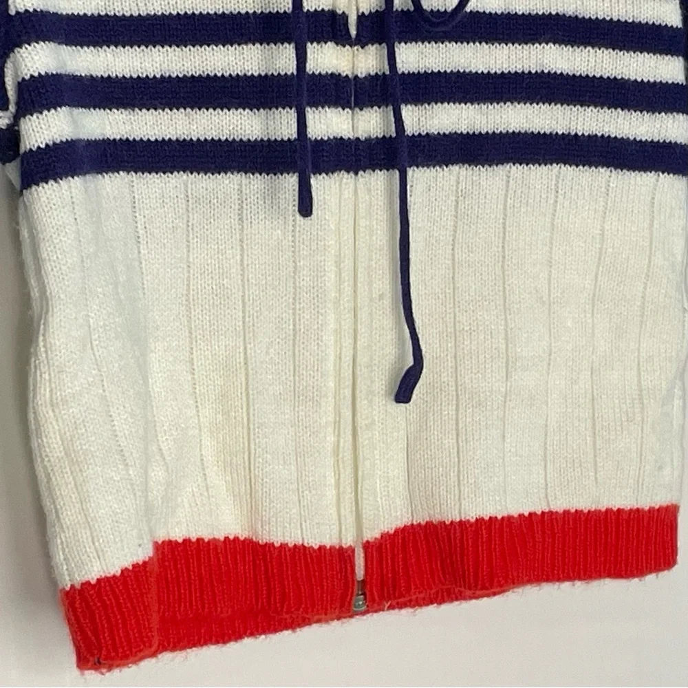 Vintage Kids 100% Acrylic Full Zip Hooded Sweater With String Ties Size 18 M 📍